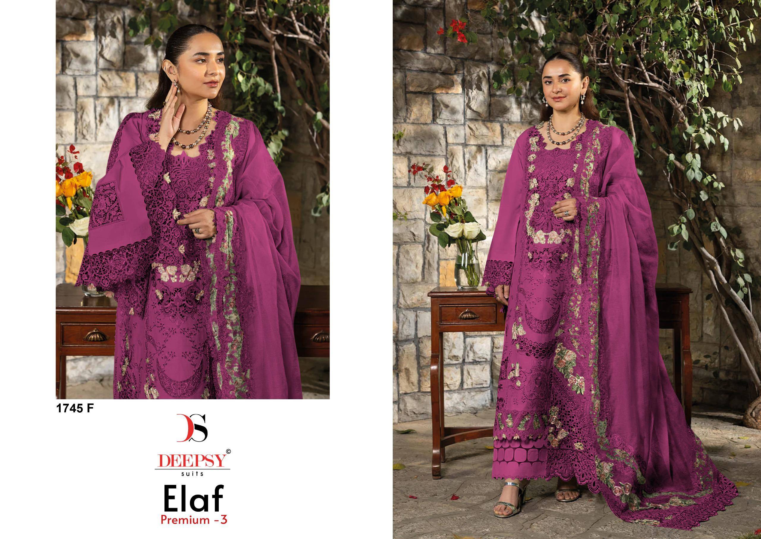 ELAF 1745 Series By DEEPSY SUITS Beautiful Pakistani Suits Wear Pure Cotton Dresses At Wholesale Price
